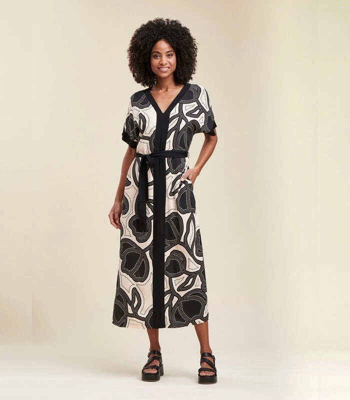 Ecovero™ Loszittende Viscose Maxi-jurk Met Plantaardige Print 2 Ecovero™ Loszittende Viscose Maxi-jurk Met Plantaardige Print - Afbeelding 2