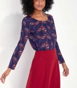 T-shirt Evasé Katoen Gevlamd Bedrukt KANPUR