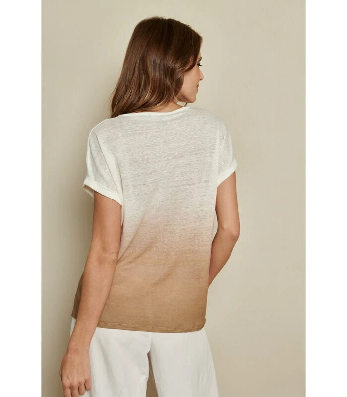 Bi-col Dégradé T-shirt In Zandtinten 2 Bi-col Dégradé T-shirt In Zandtinten - Afbeelding 2