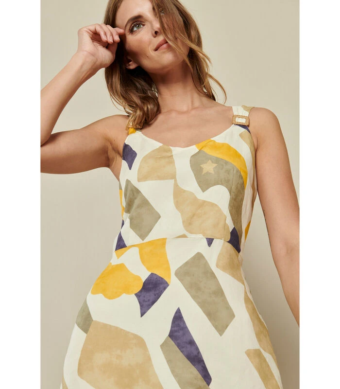 Zomerse Midi-jurk Met Tricolor Print 3 Zomerse Midi-jurk Met Tricolor Print - Afbeelding 3