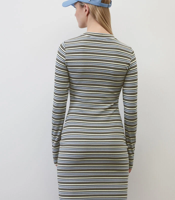 Gestreepte Jersey Jurk Slim 3 Gestreepte Jersey Jurk Slim - Afbeelding 3