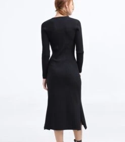 Gebreide Jurk Met V-hals En Zijsplitten