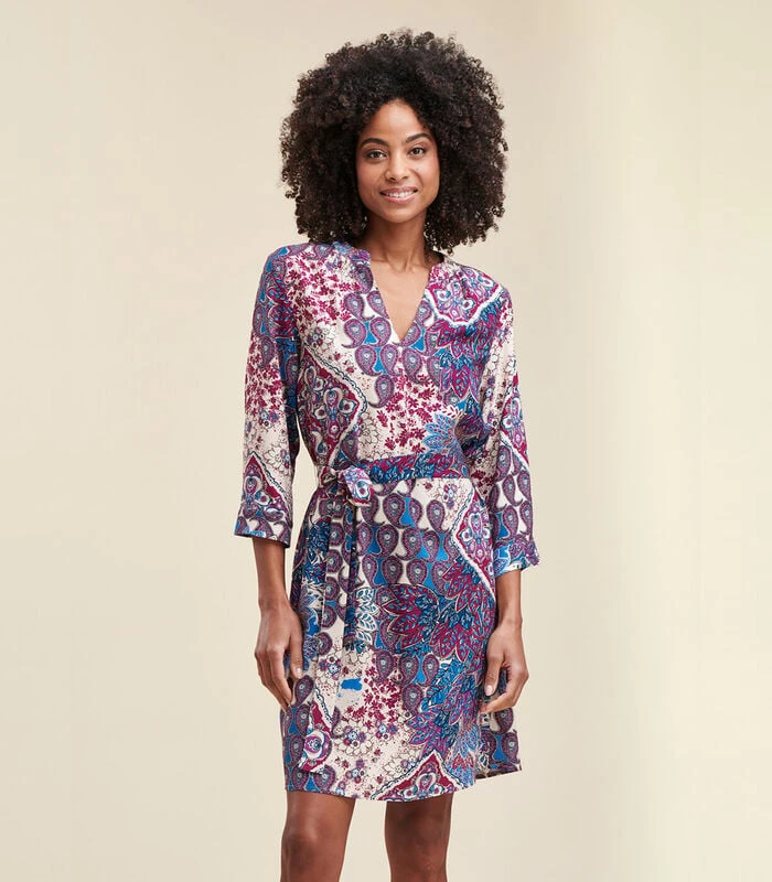 Loszittende Korte Jurk Met Bloemenprint 2 Loszittende Korte Jurk Met Bloemenprint - Afbeelding 2